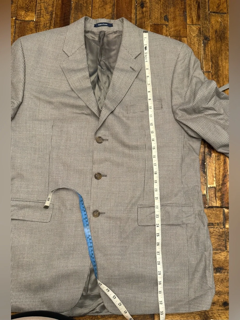 Chaps Ralph Lauren Vintage Houndstooth Sport Coat Blazer 3-Button Made in Canada
